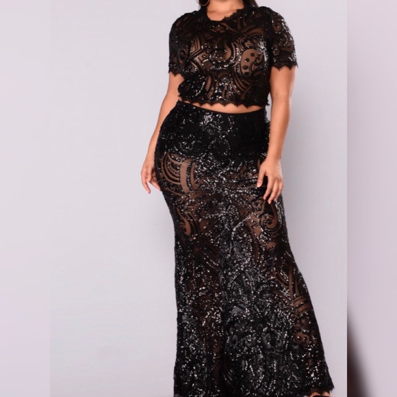Black sequin matching set - Picture 1 of 1